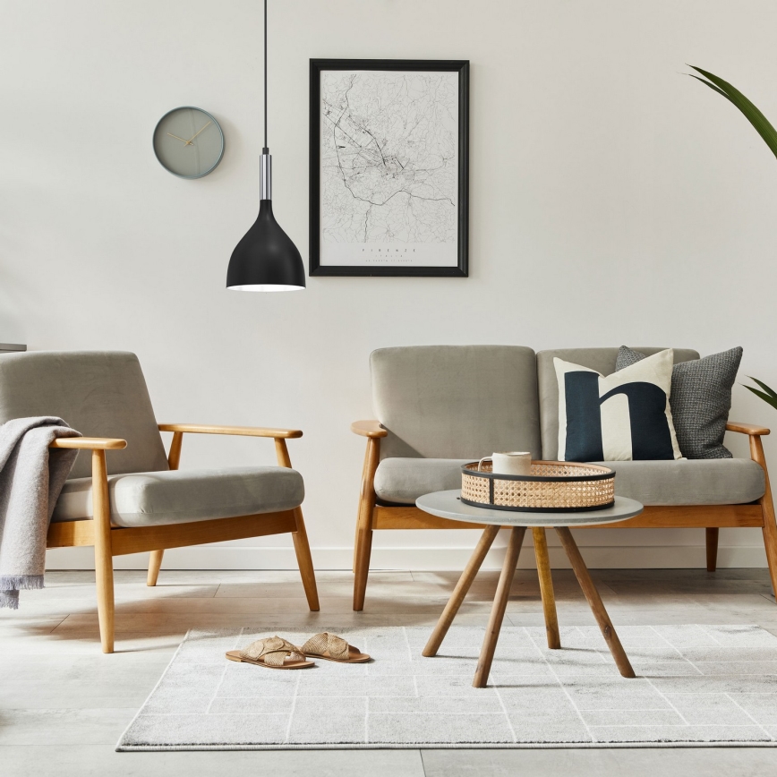 Hanglamp aan een koord NOAK 1xE27/15W/230V zwart/glanzend chroom
