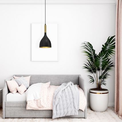 Hanglamp aan een koord NOAK 1xE27/15W/230V zwart/goud