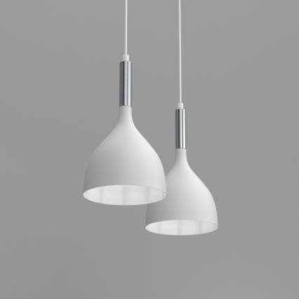 Hanglamp aan een koord NOAK 2xE27/15W/230V wit/glanzend chroom