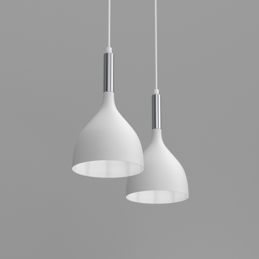 Hanglamp aan een koord NOAK 2xE27/15W/230V wit/glanzend chroom