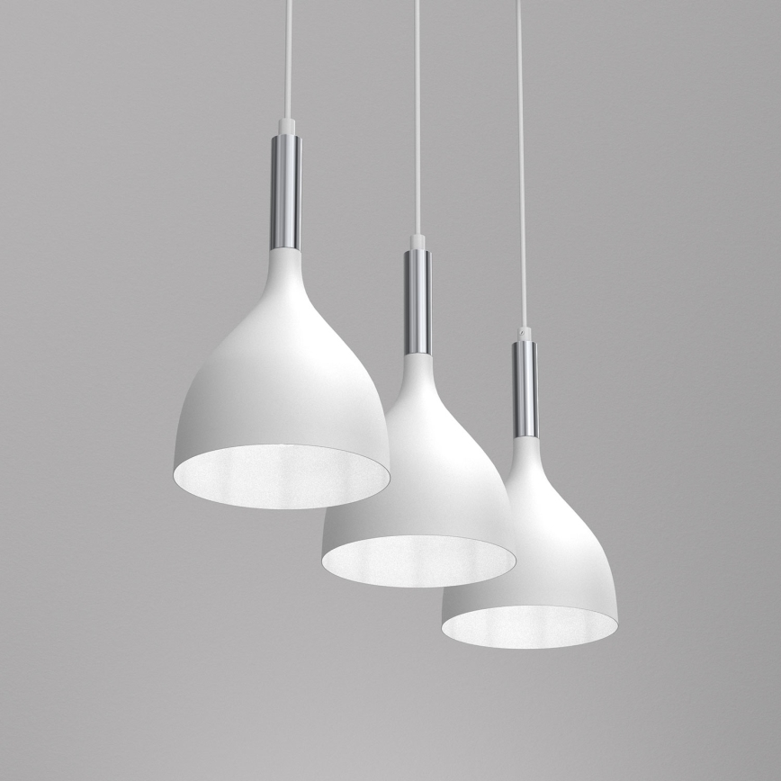 Hanglamp aan een koord NOAK 3xE27/15W/230V wit/glanzend chroom