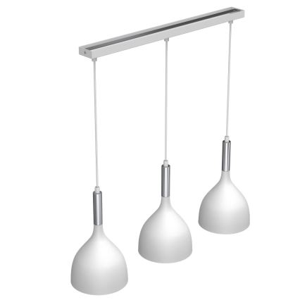 Hanglamp aan een koord NOAK 3xE27/15W/230V wit/glanzend chroom