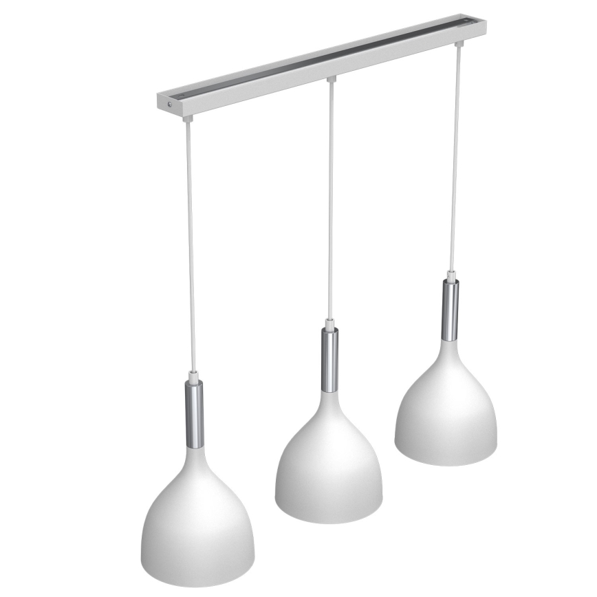 Hanglamp aan een koord NOAK 3xE27/15W/230V wit/glanzend chroom