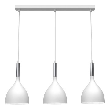 Hanglamp aan een koord NOAK 3xE27/15W/230V wit/glanzend chroom