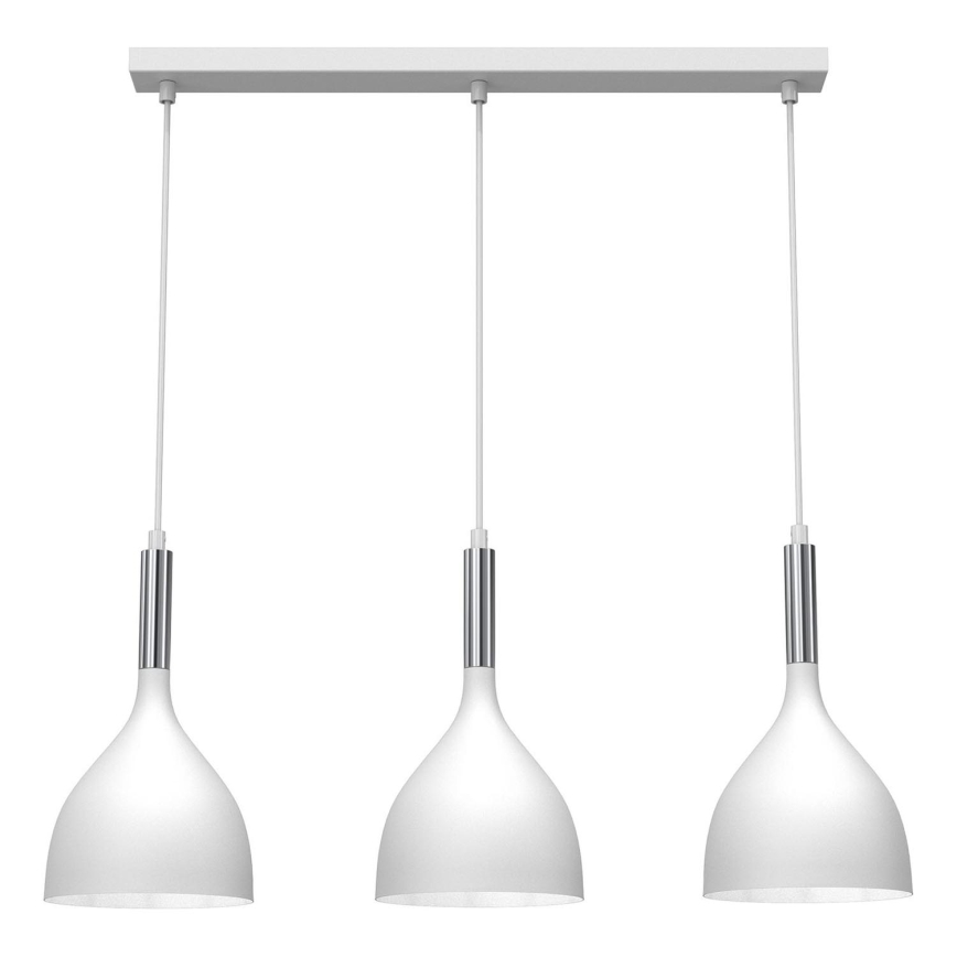 Hanglamp aan een koord NOAK 3xE27/15W/230V wit/glanzend chroom