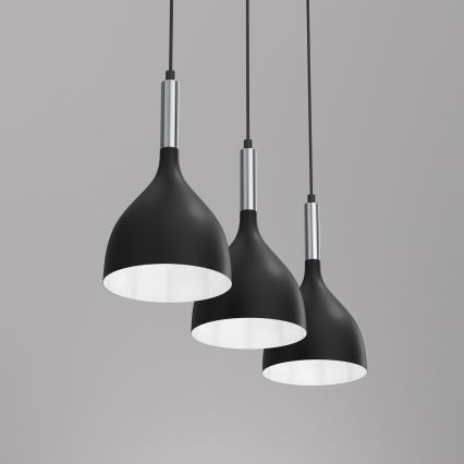 Hanglamp aan een koord NOAK 3xE27/15W/230V zwart/glanzend chroom