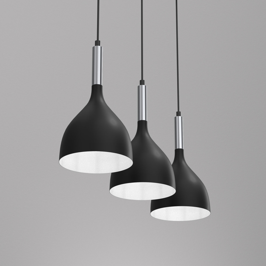 Hanglamp aan een koord NOAK 3xE27/15W/230V zwart/glanzend chroom