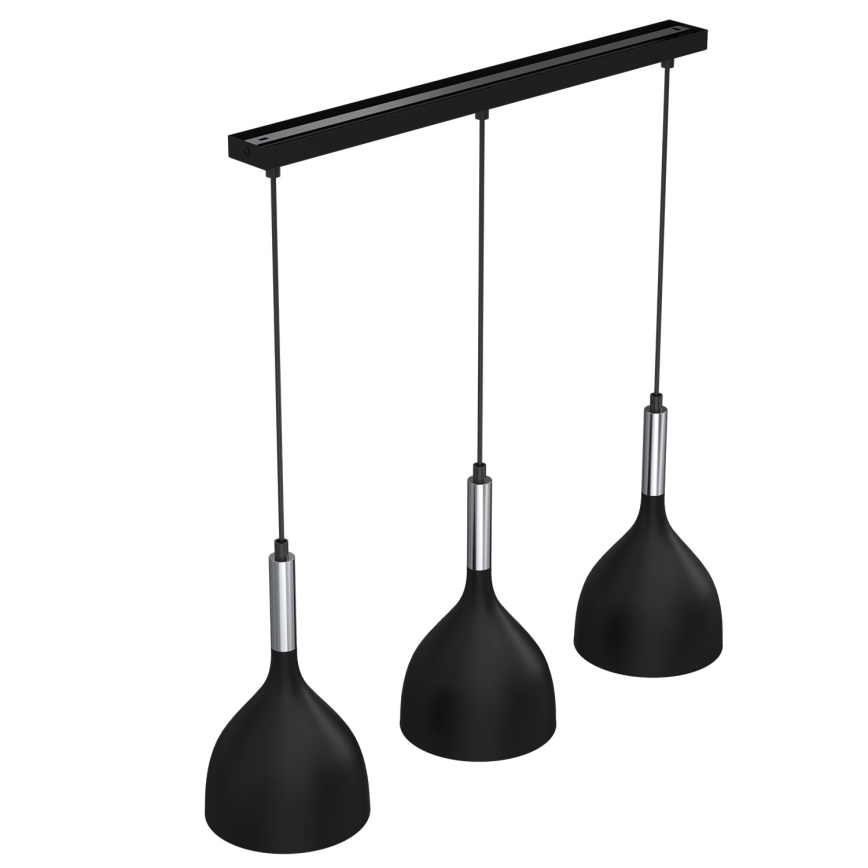 Hanglamp aan een koord NOAK 3xE27/15W/230V zwart/glanzend chroom