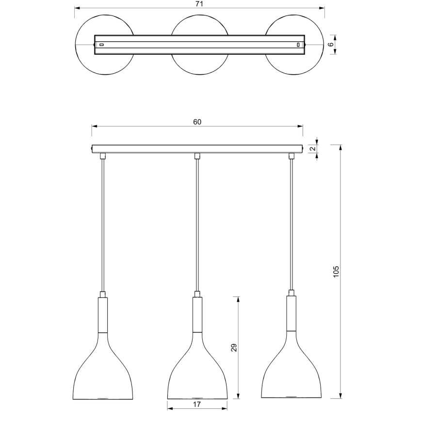 Hanglamp aan een koord NOAK 3xE27/15W/230V zwart/glanzend chroom