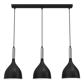 Hanglamp aan een koord NOAK 3xE27/15W/230V zwart/glanzend chroom