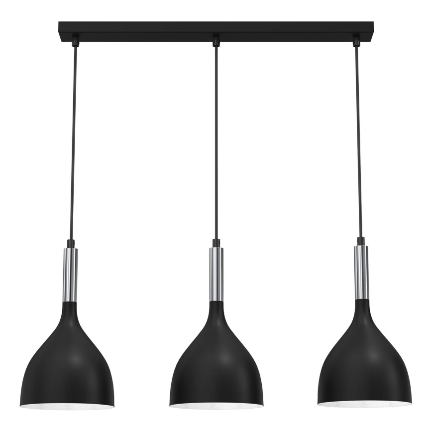 Hanglamp aan een koord NOAK 3xE27/15W/230V zwart/glanzend chroom