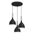 Hanglamp aan een koord NOAK 3xE27/15W/230V zwart/glanzend chroom