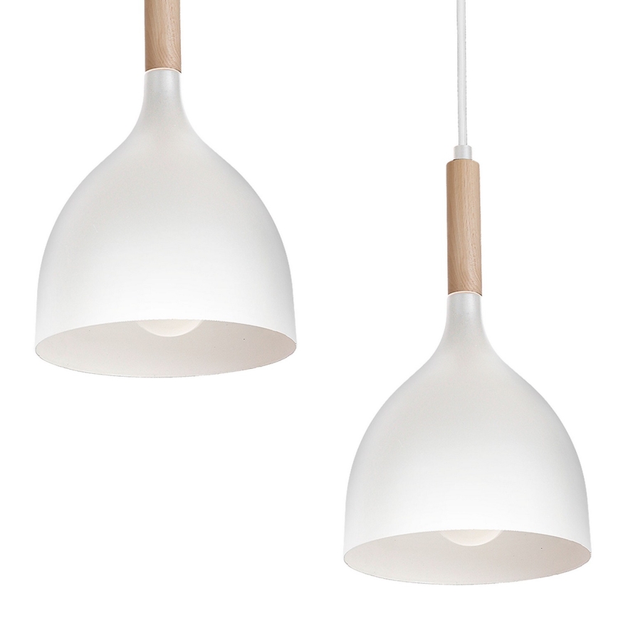 Hanglamp aan een koord NOAK 5xE27/15W/230V wit/beuken