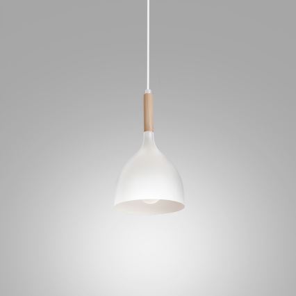 Hanglamp aan een koord NOAK WOOD 1xE27/15W/230V wit/beuken