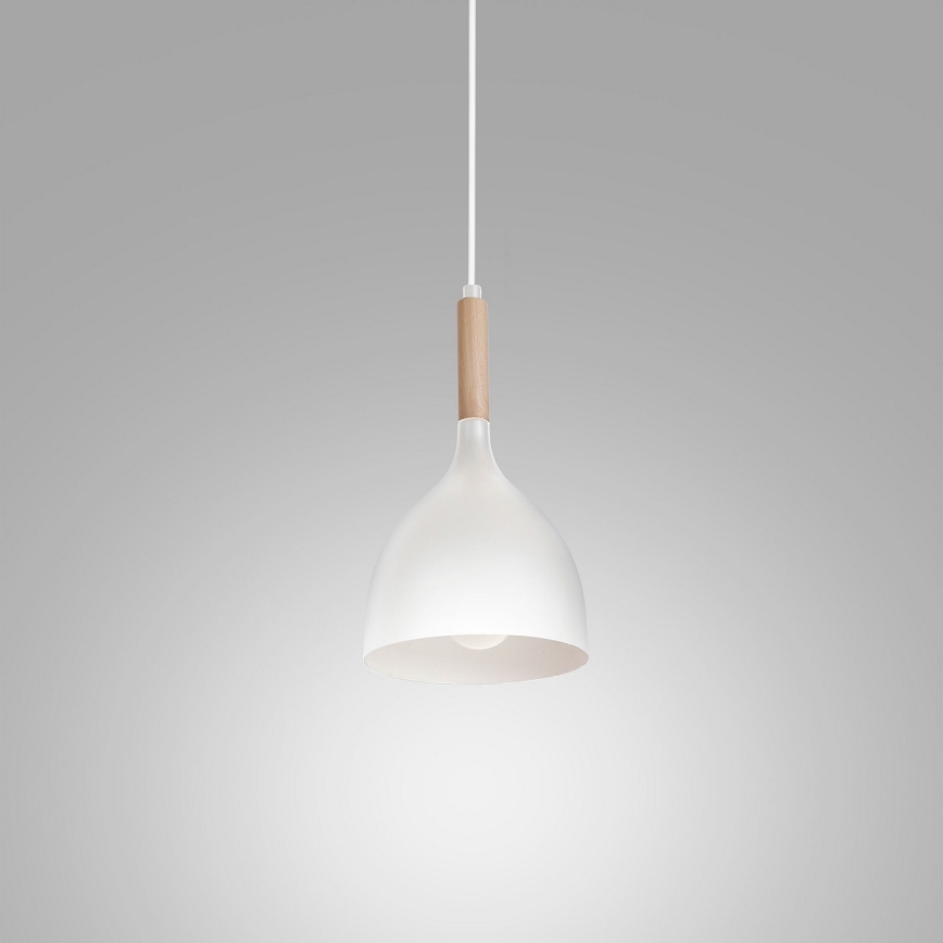 Hanglamp aan een koord NOAK WOOD 1xE27/15W/230V wit/beuken
