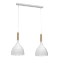Hanglamp aan een koord NOAK WOOD 2xE27/15W/230V wit/beuken