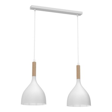 Hanglamp aan een koord NOAK WOOD 2xE27/15W/230V wit/beuken