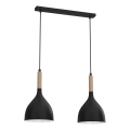Hanglamp aan een koord NOAK WOOD 2xE27/15W/230V zwart/beuken