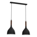 Hanglamp aan een koord NOAK WOOD 2xE27/15W/230V zwart/beuken