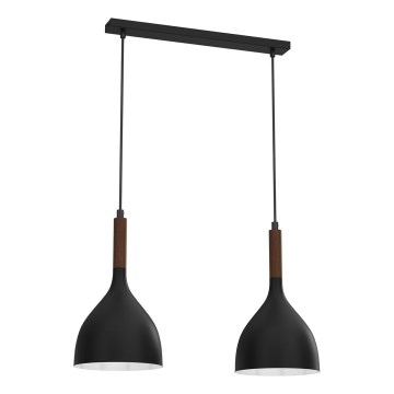 Hanglamp aan een koord NOAK WOOD 2xE27/15W/230V zwart/beuken