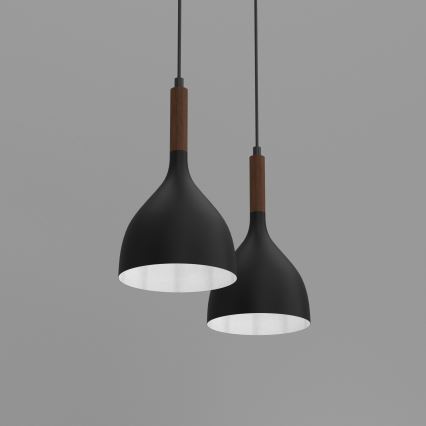 Hanglamp aan een koord NOAK WOOD 2xE27/15W/230V zwart/beuken