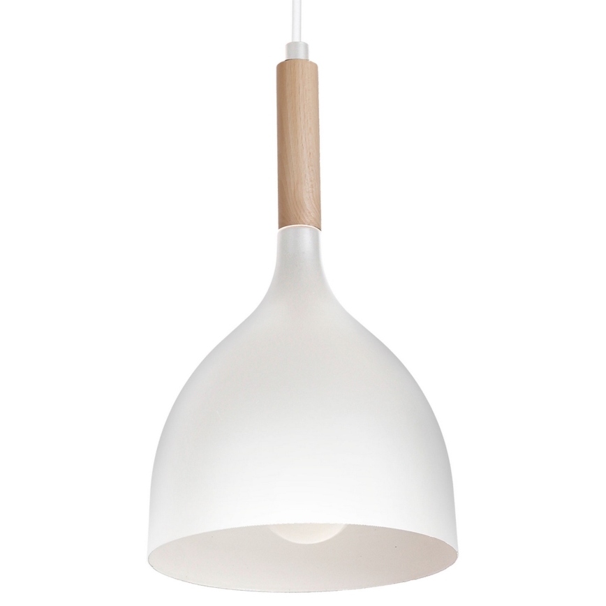 Hanglamp aan een koord NOAK WOOD 3xE27/15W/230V wit/beuken