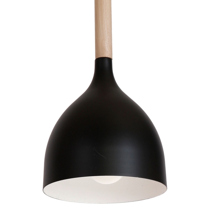 Hanglamp aan een koord NOAK WOOD 3xE27/15W/230V zwart/beuken