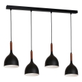 Hanglamp aan een koord NOAK WOOD 4xE27/15W/230V zwart/beuken