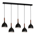 Hanglamp aan een koord NOAK WOOD 5xE27/15W/230V zwart/beuken