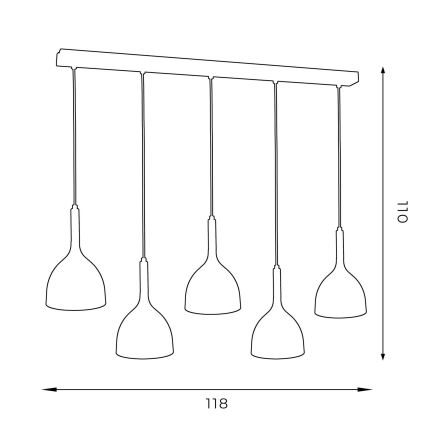 Hanglamp aan een koord NOAK WOOD 5xE27/60W/230V