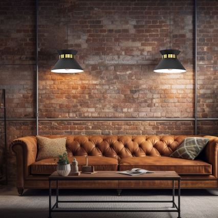 Hanglamp aan een koord NORGE 1xE27/15W/230V zwart/goud