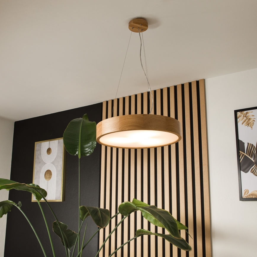 Hanglamp aan een koord OAK 3xE27/60W/230V eiken ø 47,5 cm
