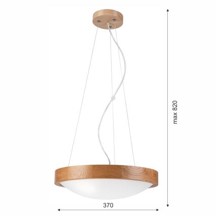 Hanglamp aan een koord OAK SLIM 2xE27/60W/230V ø 37 cm eiken