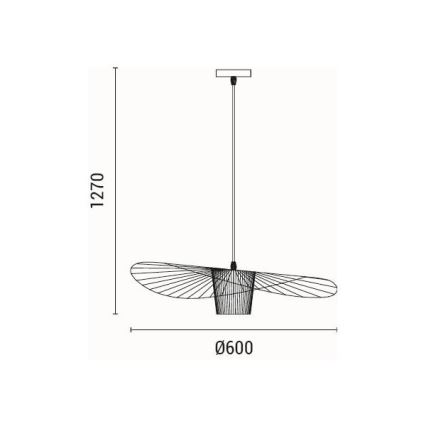 Hanglamp aan een koord OGGI 1xE27/40W/230V diameter 60 cm zwart