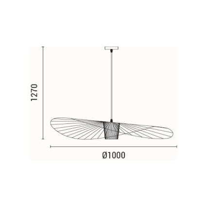 Hanglamp aan een koord OGGI 1xE27/40W/230V diameter 100 cm zwart