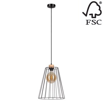 Hanglamp aan een koord ORAZIO 1xE27/60W/230V eiken - FSC-gecertificeerd