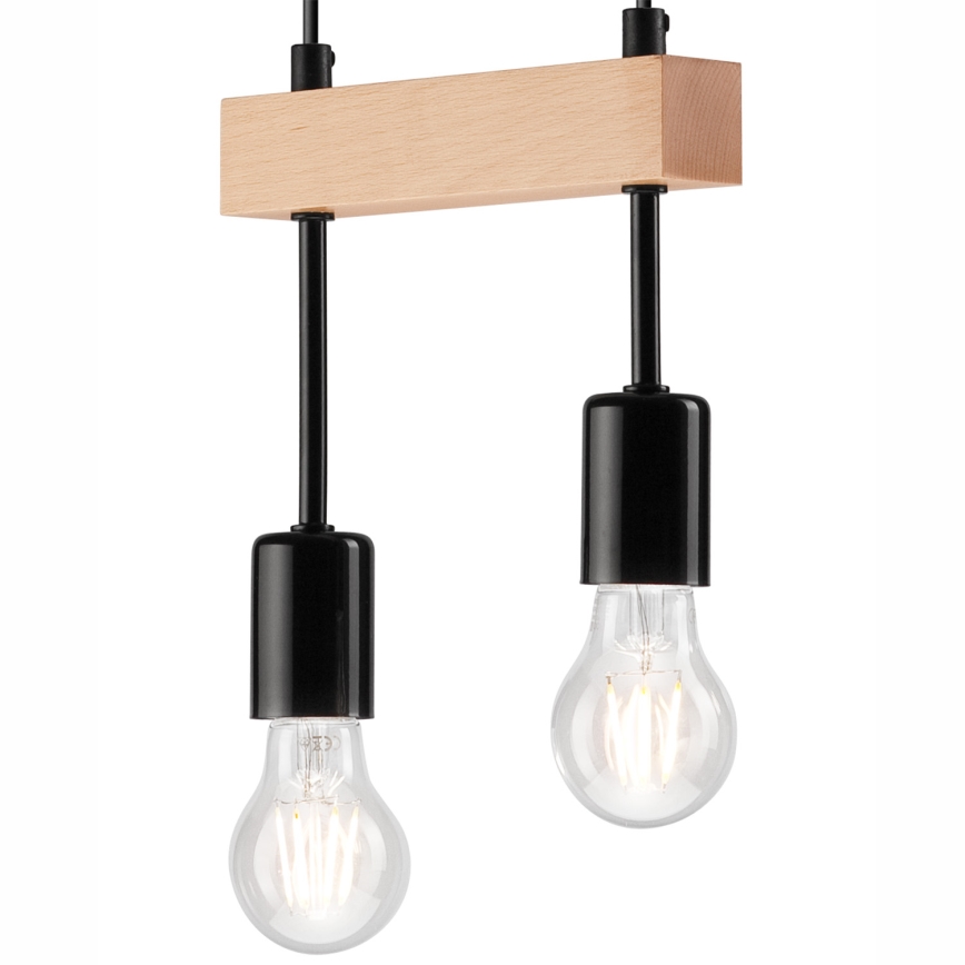 Hanglamp aan een koord ORAZIO 2xE27/60W/230V beuken - FSC gecertificeerd