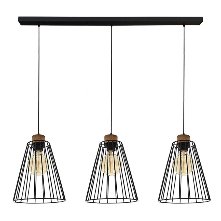 Hanglamp aan een koord ORAZIO 3xE27/60W/230V grenen