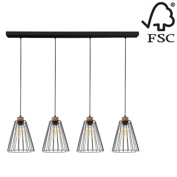 Hanglamp aan een koord ORAZIO 4xE27/60W/230V eiken - FSC-gecertificeerd