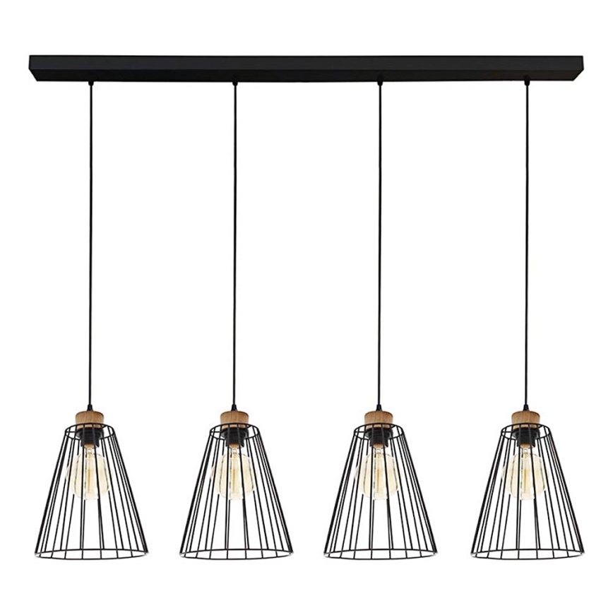 Hanglamp aan een koord ORAZIO 4xE27/60W/230V eiken