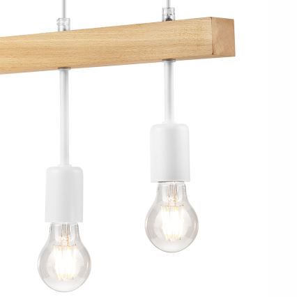 Hanglamp aan een koord ORAZIO 4xE27/60W/230V beuken - FSC gecertificeerd