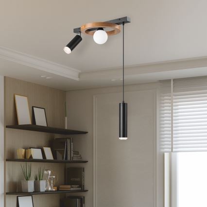 Hanglamp aan een koord OTIS 1xG9/5W/230V + 2xE27/15W/230V eiken