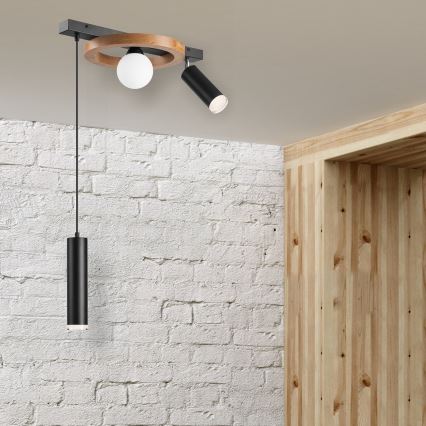 Hanglamp aan een koord OTIS 1xG9/5W/230V + 2xE27/15W/230V eiken