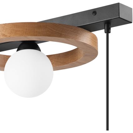 Hanglamp aan een koord OTIS 1xG9/5W/230V + 2xE27/15W/230V eiken