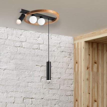 Hanglamp aan een koord OTIS 2xG9/5W/230V + 2xE27/15W/230V eiken