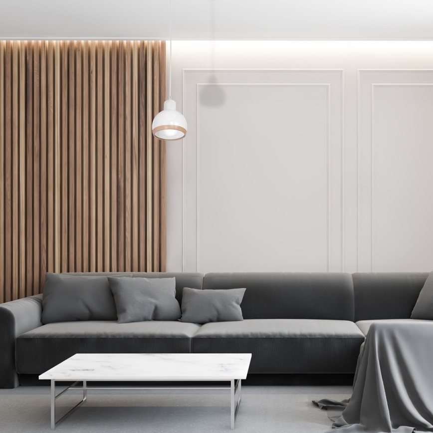 Hanglamp aan een koord OVAL 1xE27/60W/230V wit