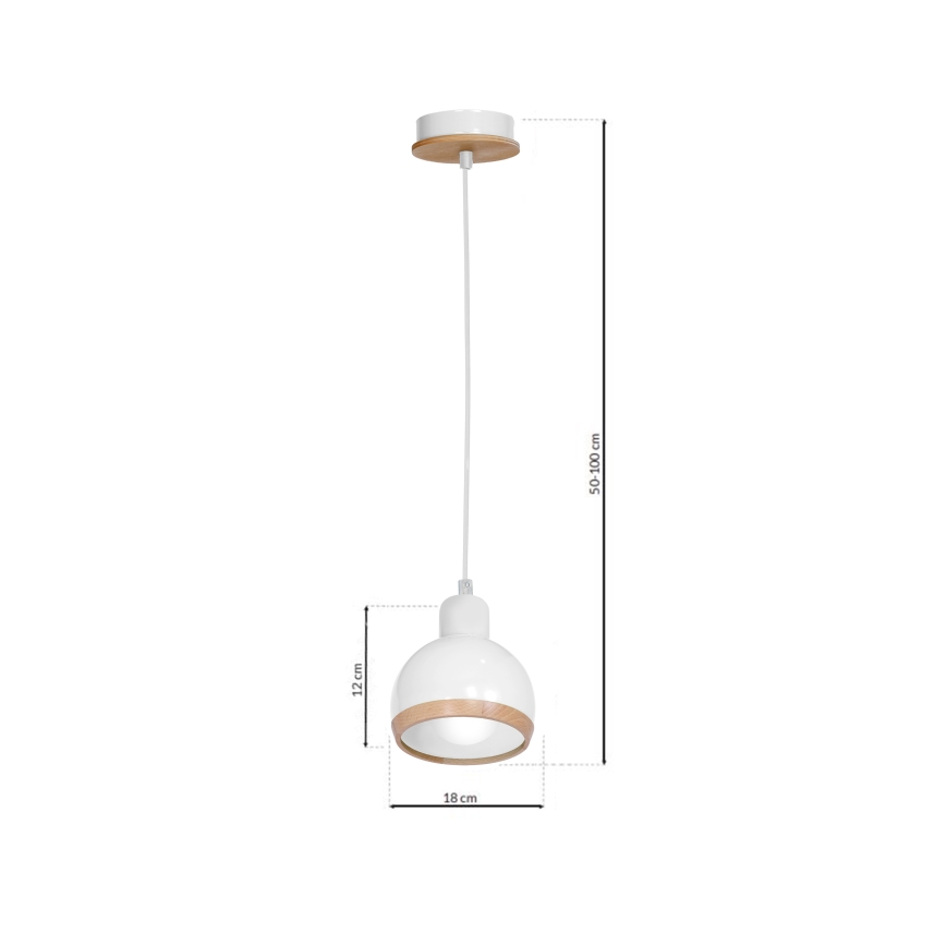 Hanglamp aan een koord OVAL 1xE27/60W/230V wit
