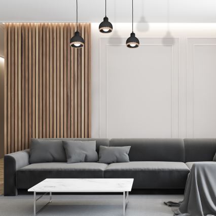 Hanglamp aan een koord OVAL 3xE27/60W/230V zwart