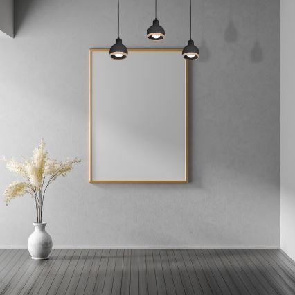 Hanglamp aan een koord OVAL 3xE27/60W/230V zwart