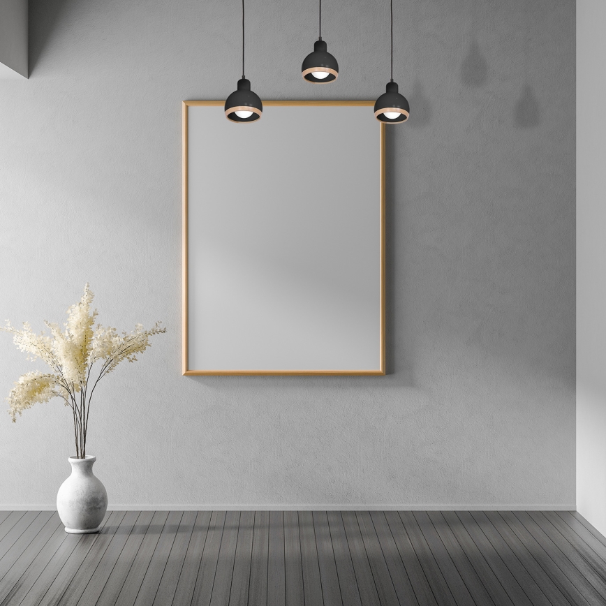 Hanglamp aan een koord OVAL 3xE27/60W/230V zwart